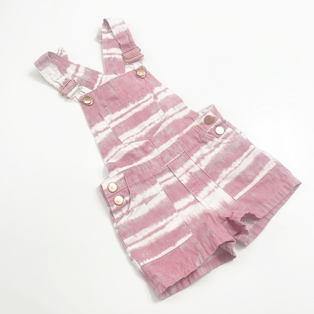 Pink/white tie dye little girls romper